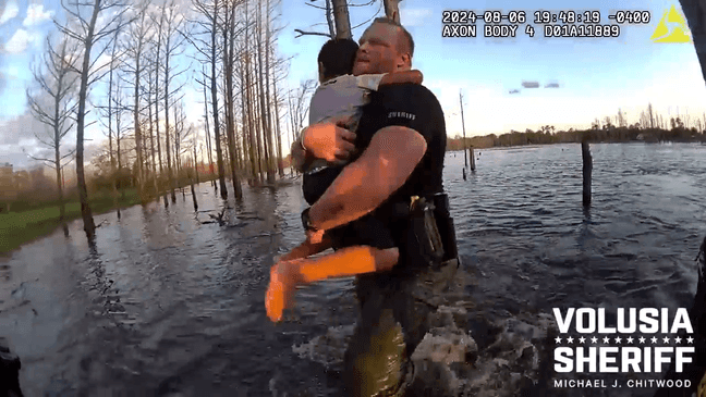 Body cam footage captures FL deputy saving missing boy found clinging to log in lake