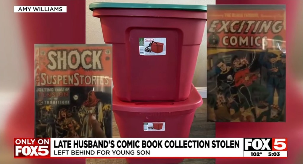 Last month, while she was out of town, someone broke into Williams' home and stole two bins containing about 400 comic books.